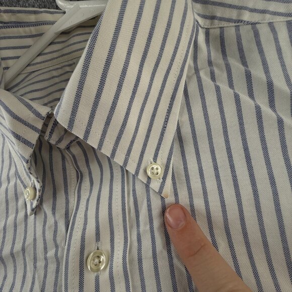 Brooks Brothers 16.5 Classic Fit Button Up Shirt Short Sleeve Striped Blue White - Picture 15 of 16